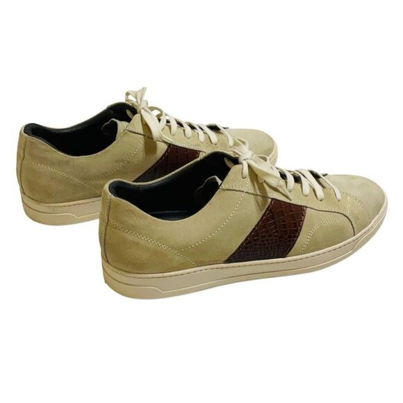 Bruno Magli Justice Men’s Suede Sneakers, Size 13, Tan and Brown Croc with Shoeb - Picture 9 of 16